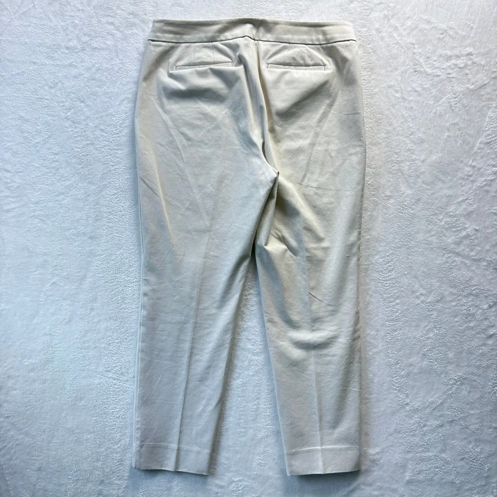 Talbots Chatham Ankle Pant Womens 12P Cream Excellent Side Zip Cotton Blend